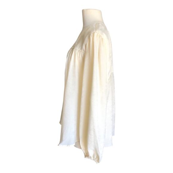 Band Of The Free NWT Cash VNeck Long Sleeve Billowing Sleeves Ivory Top Large - Picture 6 of 14